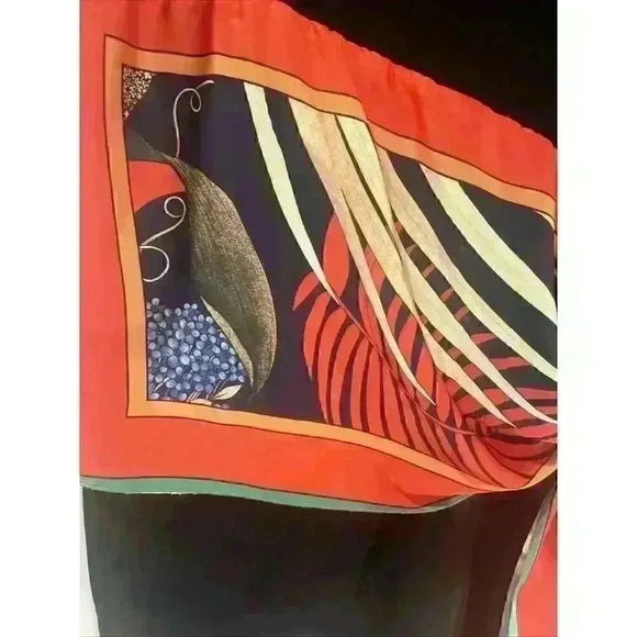 Zara Collection Black Cotton Dress Contrasting Colorful Scarf Midi Size Small - Picture 6 of 11